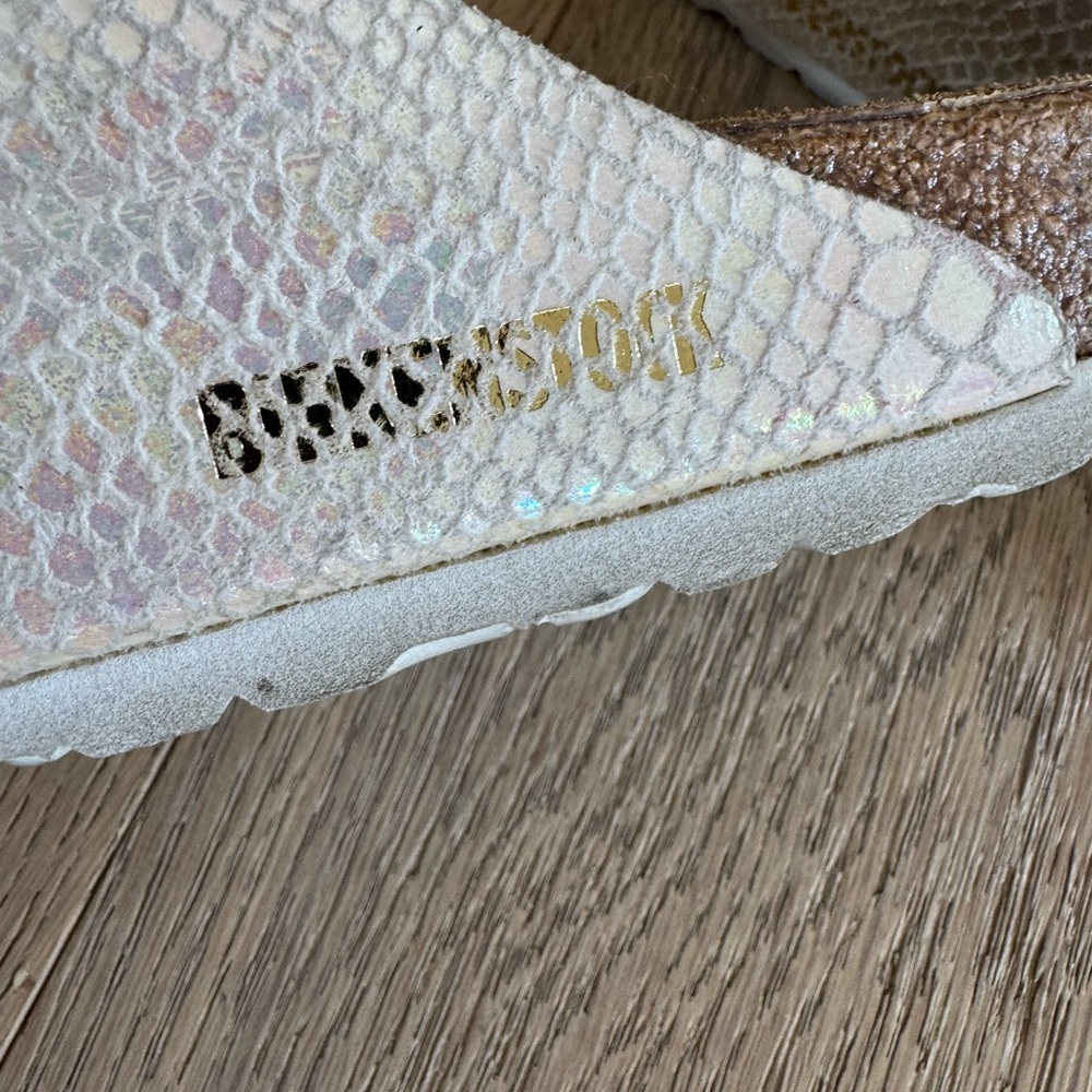 Birkenstock Arizona Shiny Snake Cream Birko Flor Sandals - Picture 5 of 6